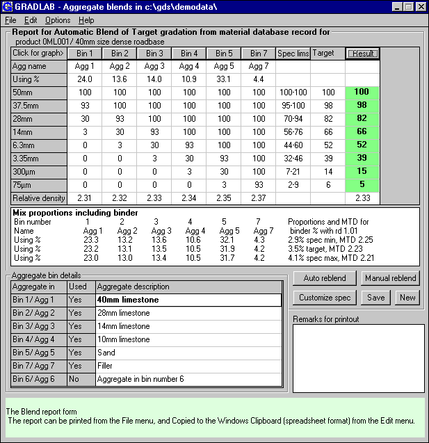 Gradlab Gds Aggregate Blending Module - Screen shot